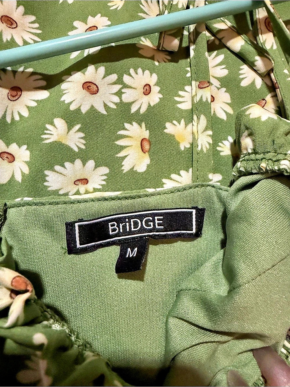 BridGE Floral Mini Dress in Green & White Size Medium - Picture 4 of 4